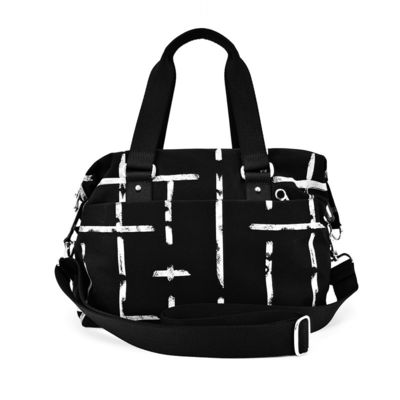 กระเป๋าสะพายสีดํา Unisex Tote กับผ้าปูคู่มือ